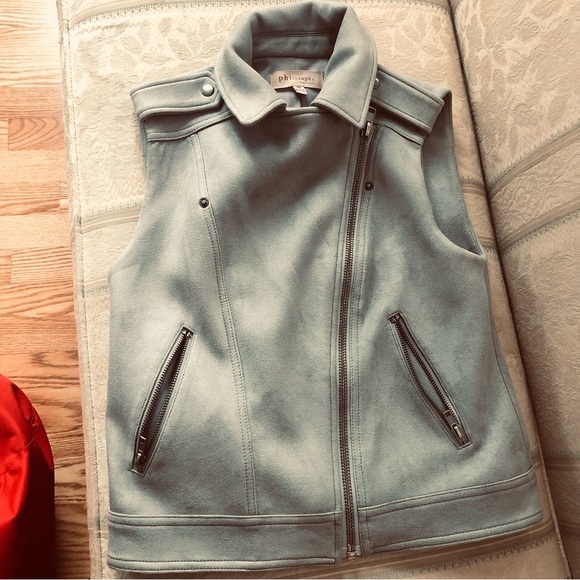 Philosophy Grey Zip faux suede Vest - Picture 5 of 5